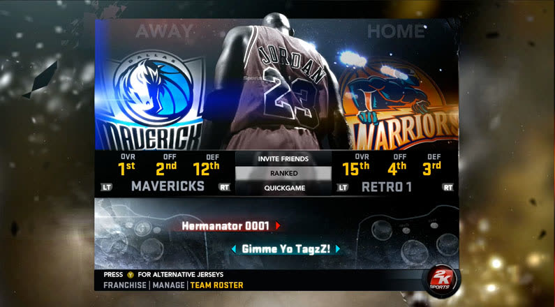 NBA 2K11 menu visual design